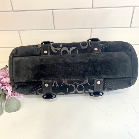 Coach Black Sateen Monogram Turn-lock Leather and Suede Satchel, F06Q-10145 - Picture 7 of 16